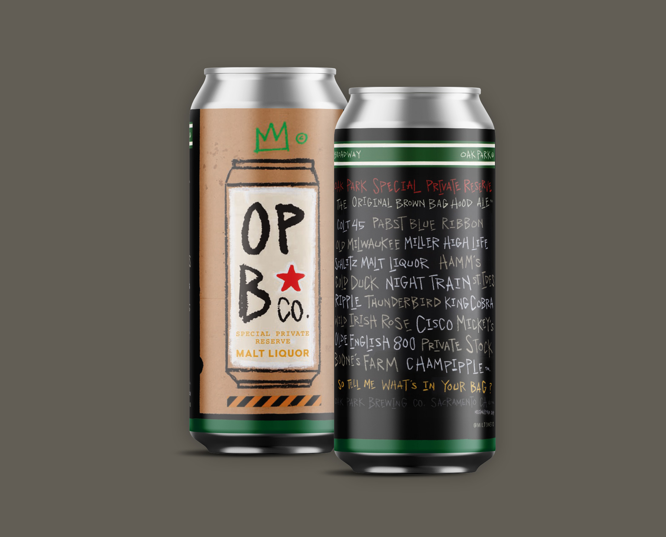 Digital rendering of, The brown bag Collaboration with Artist Milton. 2 cans