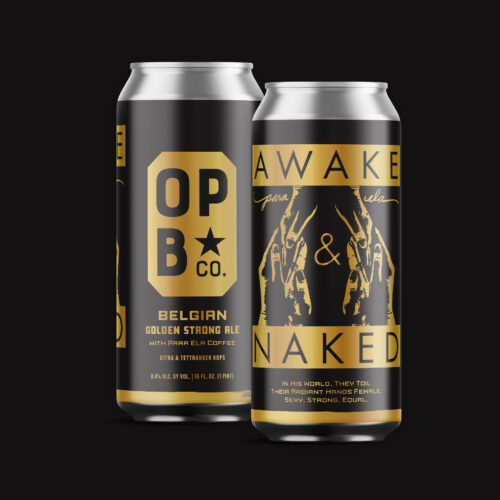 Digital rendering awake naked Belgian golden strong ale beer can. 2 cans