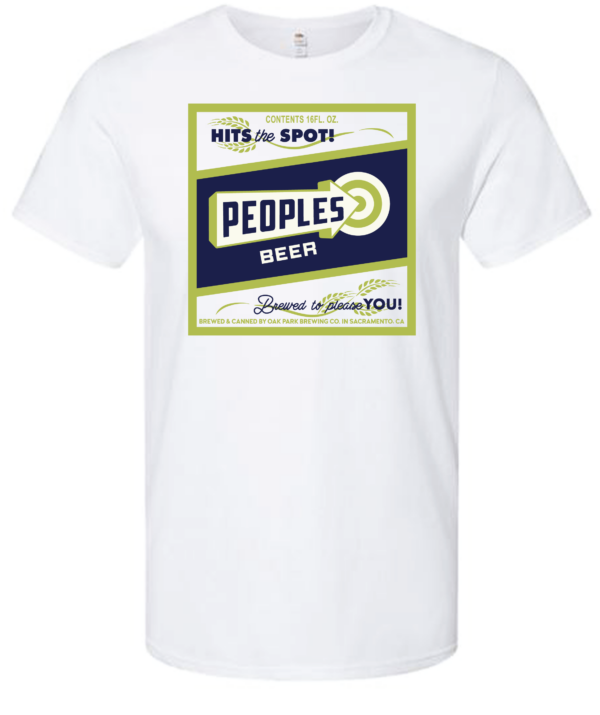 White T-shirt, peoples beer logo. Front side.